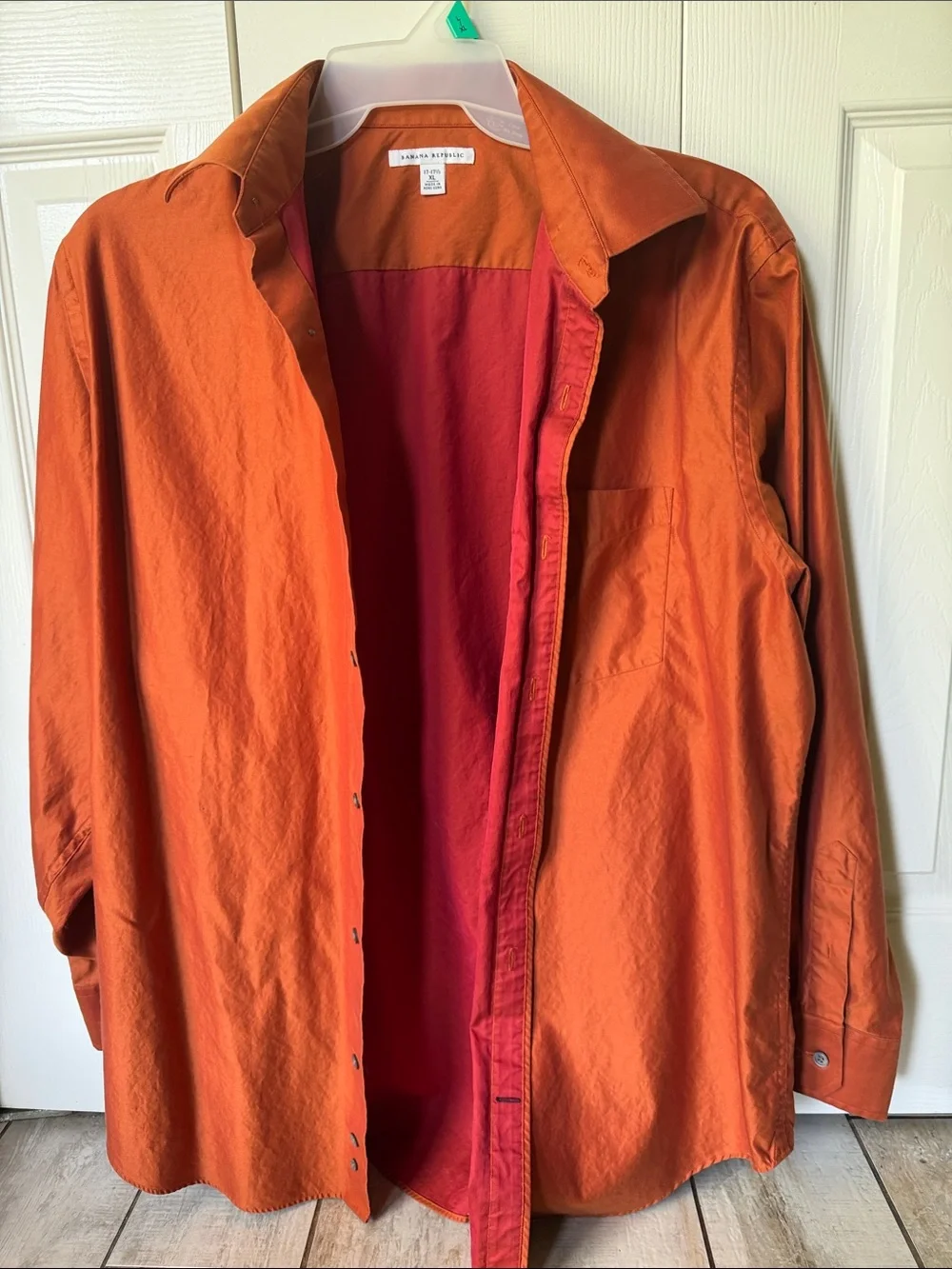 Banana Republic Orange Button-Up with Red Inner Placket